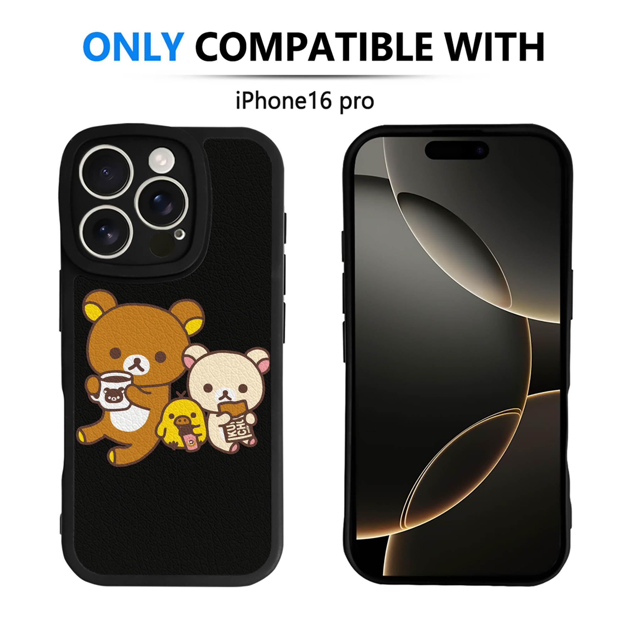 （画像用） リラックマ リラックマ キイロイトリ Rilakkuma Korilakkuma Kiiroitori 【iPhone 16シリーズ対応】シリコンスマホケース（レザー調） 材質：シリコン